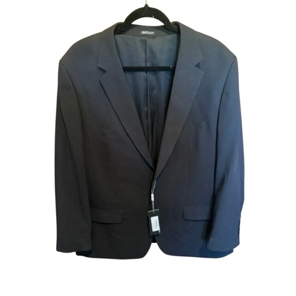 SuitShop Men Black Modern Fit Single Breasted Suit Jacket Blazer Notch Lapel NEW